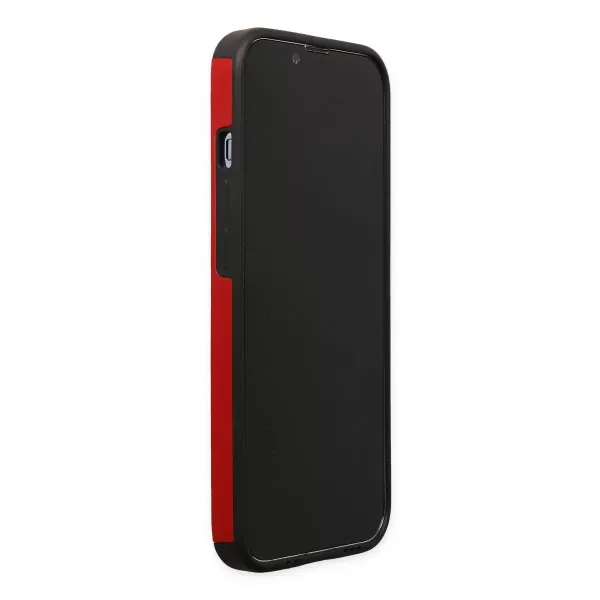 Apple İphone 13 Pro Max Kılıf Mega Standlı Silikon - Kırmızı