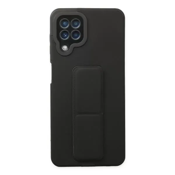 Samsung Galaxy A22 Kılıf Mega Standlı Silikon - Siyah
