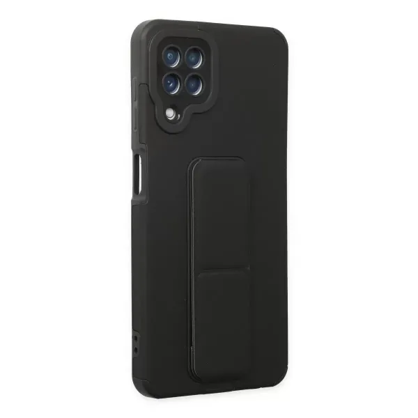 Samsung Galaxy A22 Kılıf Mega Standlı Silikon - Siyah