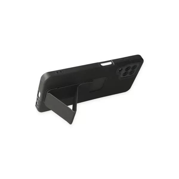Samsung Galaxy A22 Kılıf Mega Standlı Silikon - Siyah