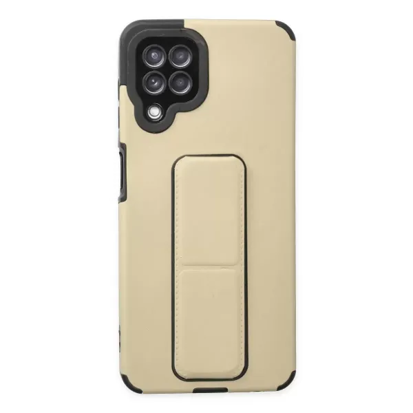 Samsung Galaxy A22 Kılıf Mega Standlı Silikon - Gold