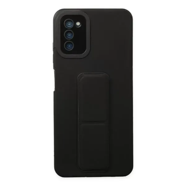 Samsung Galaxy A03s Kılıf Mega Standlı Silikon - Siyah