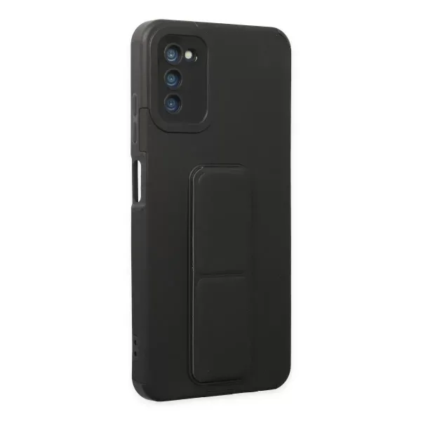 Samsung Galaxy A03s Kılıf Mega Standlı Silikon - Siyah