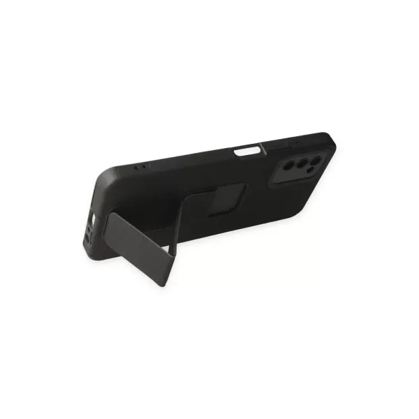 Samsung Galaxy A03s Kılıf Mega Standlı Silikon - Siyah