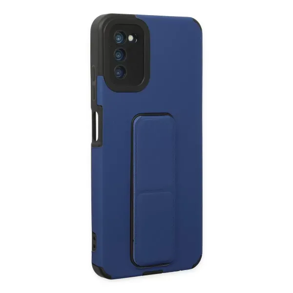 Samsung Galaxy A03s Kılıf Mega Standlı Silikon - Mavi
