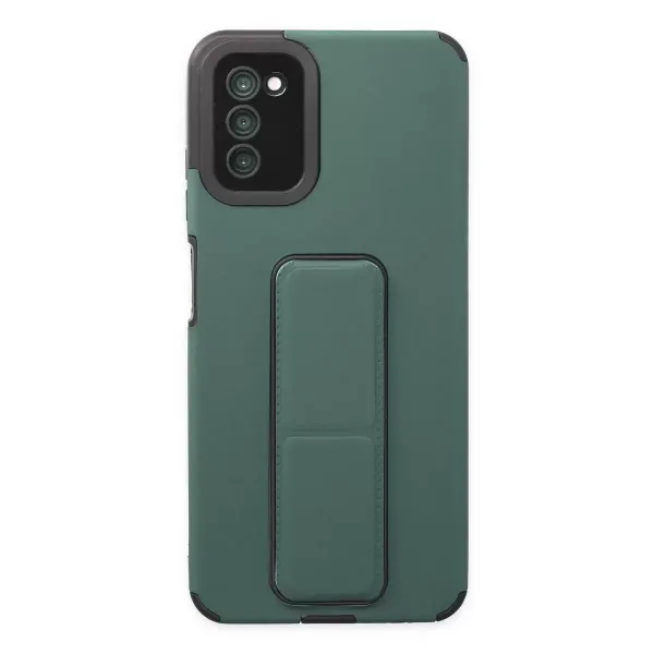 Samsung Galaxy A03s Kılıf Mega Standlı Silikon - Yeşil