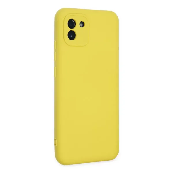 Samsung Galaxy A03 Kılıf Nano İçi Kadife Silikon - Sarı