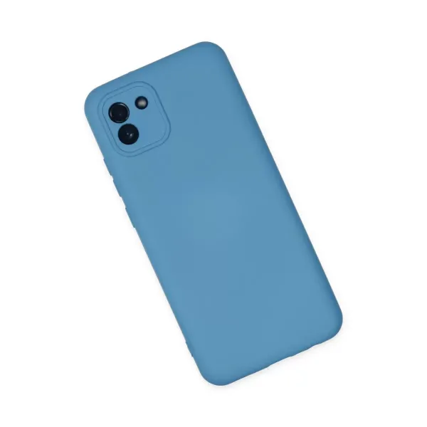 Samsung Galaxy A03 Kılıf Nano İçi Kadife Silikon - Mavi