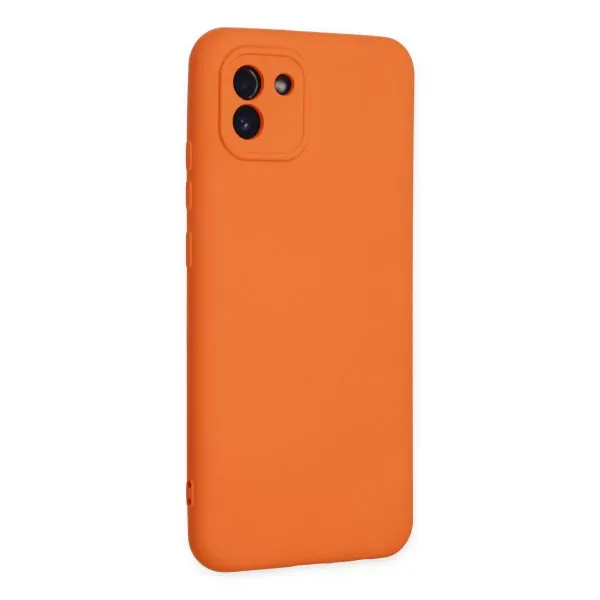 Samsung Galaxy A03 Kılıf Nano İçi Kadife Silikon - Turuncu