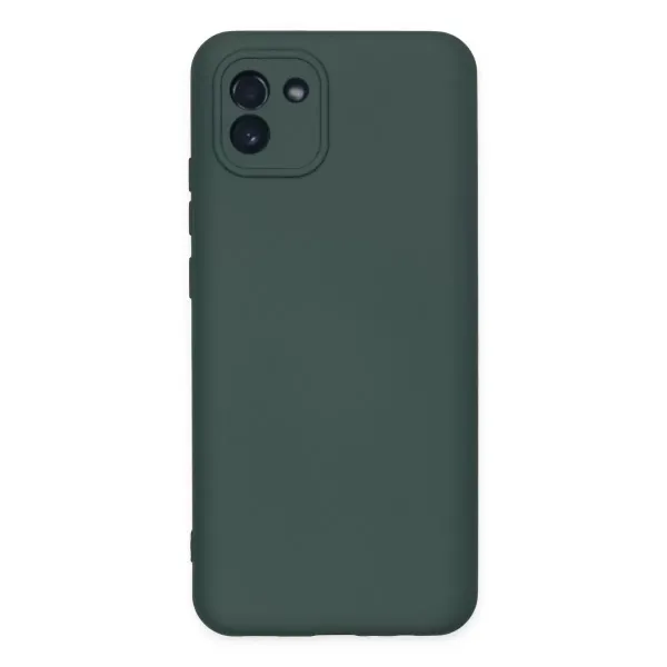 Samsung Galaxy A03 Kılıf Nano İçi Kadife Silikon - Koyu Yeşil