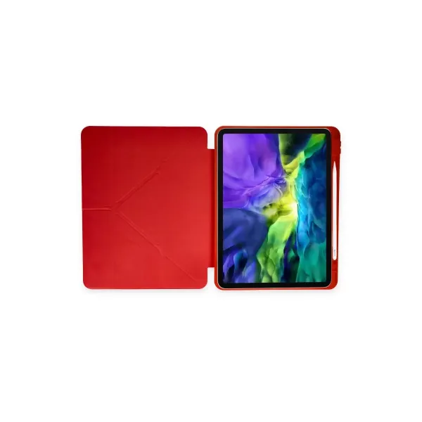 Apple İpad 10.2 (8.nesil) Kılıf Kalemlikli Mars Tablet Kılıfı - Kırmızı