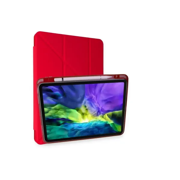 Apple İpad Air 4 10.9 Kılıf Kalemlikli Mars Tablet Kılıfı - Kırmızı