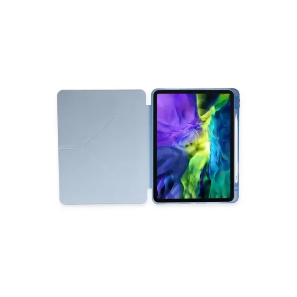 Apple İpad Pro 12.9 (2021) Kılıf Kalemlikli Mars Tablet Kılıfı - Mavi