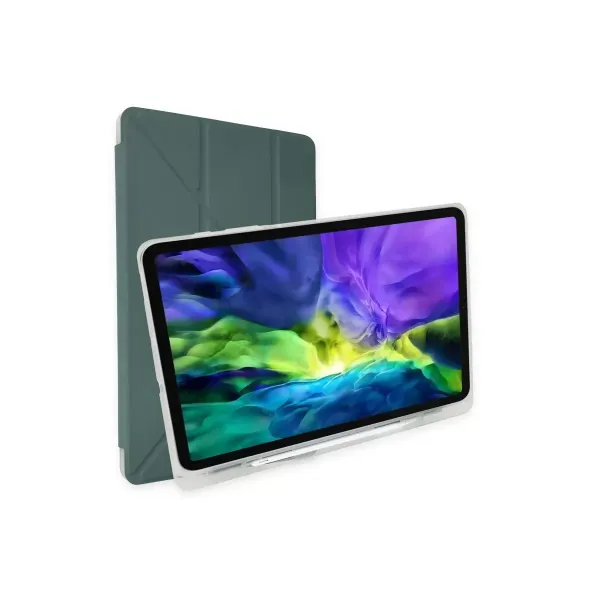 Apple İpad Pro 12.9 (2021) Kılıf Kalemlikli Mars Tablet Kılıfı - Koyu Yeşil
