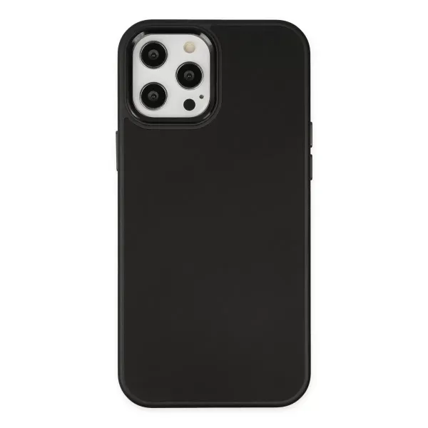 Apple İphone 12 Pro Max Kılıf Asya Deri Silikon - Siyah