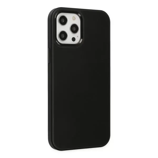 Apple İphone 12 Pro Max Kılıf Asya Deri Silikon - Siyah