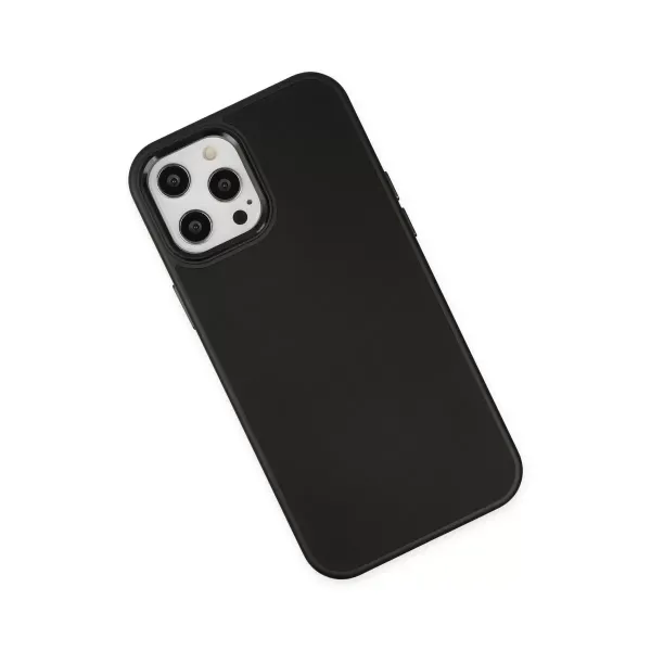 Apple İphone 12 Pro Max Kılıf Asya Deri Silikon - Siyah