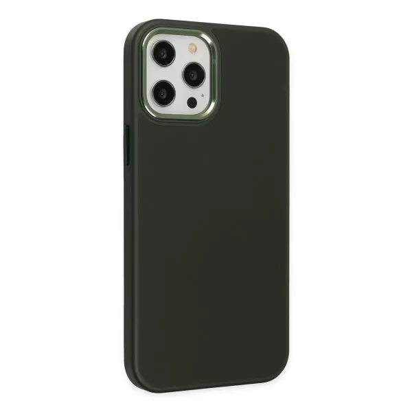 Apple İphone 12 Pro Max Kılıf Asya Deri Silikon - Koyu Yeşil