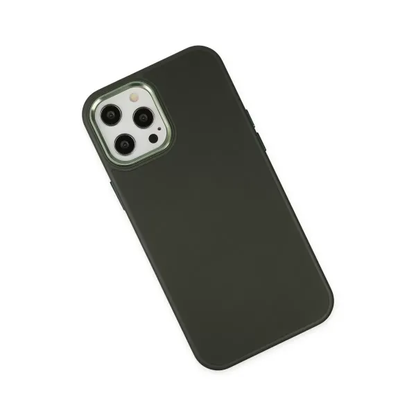 Apple İphone 12 Pro Max Kılıf Asya Deri Silikon - Koyu Yeşil