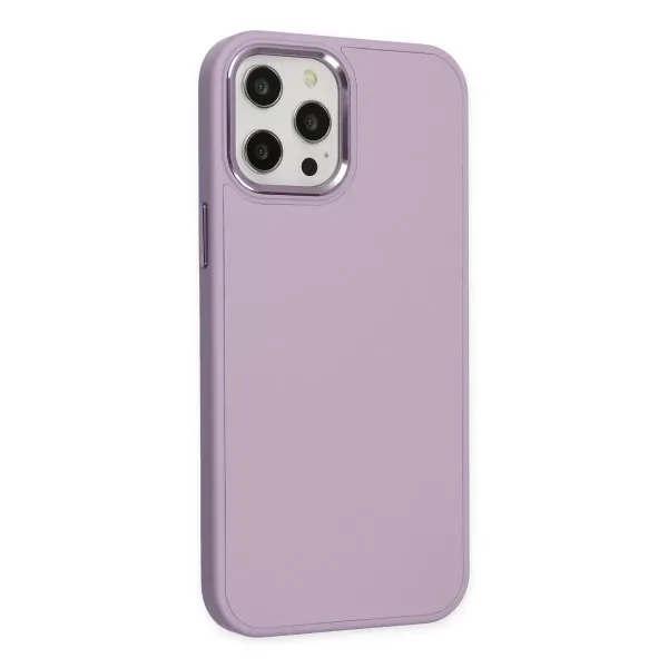 Apple İphone 12 Pro Max Kılıf Asya Deri Silikon - Lila