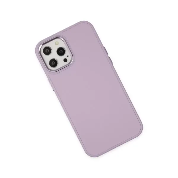 Apple İphone 12 Pro Max Kılıf Asya Deri Silikon - Lila