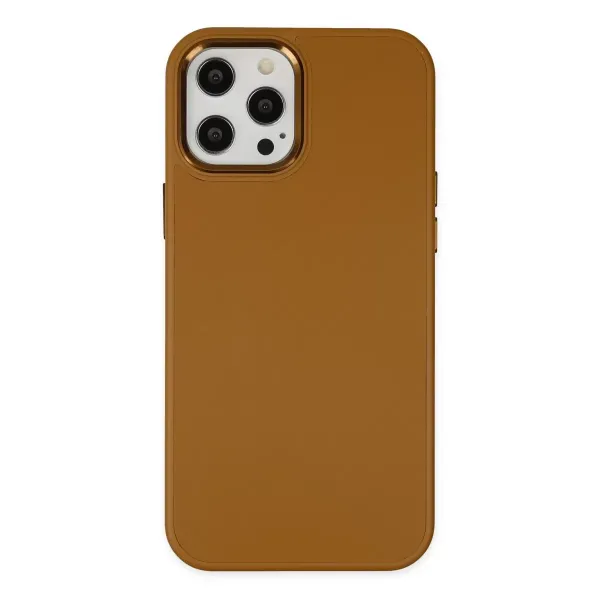 Apple İphone 12 Pro Max Kılıf Asya Deri Silikon - Kahverengi