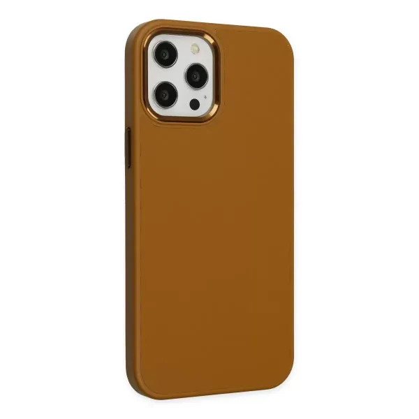 Apple İphone 12 Pro Max Kılıf Asya Deri Silikon - Kahverengi