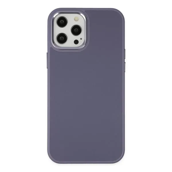 Apple İphone 12 Pro Max Kılıf Asya Deri Silikon - Mor