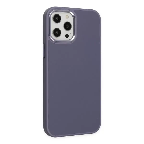 Apple İphone 12 Pro Max Kılıf Asya Deri Silikon - Mor