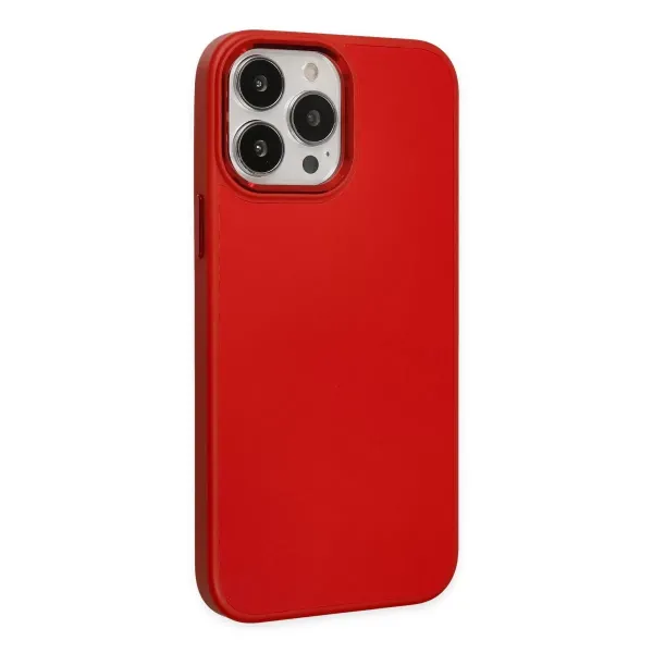 Apple İphone 13 Pro Kılıf Asya Deri Silikon - Kırmızı