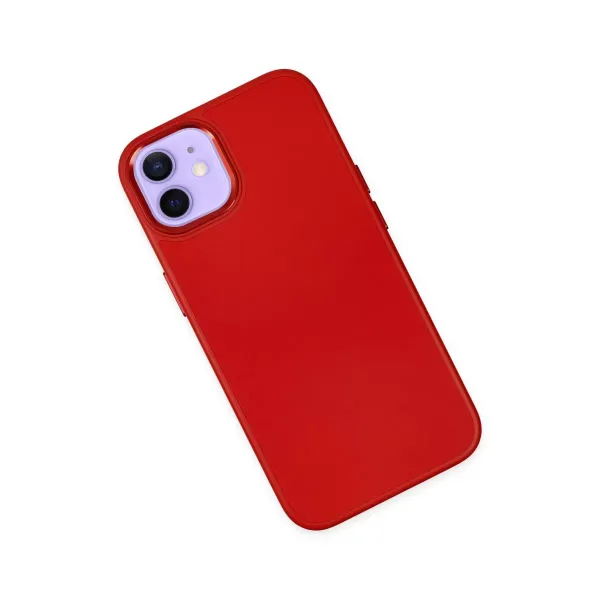 Apple İphone 12 Kılıf Asya Deri Silikon - Kırmızı