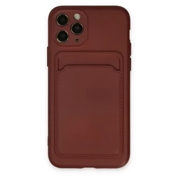 Apple İphone 11 Pro Kılıf Kelvin Kartvizitli Silikon - Bordo