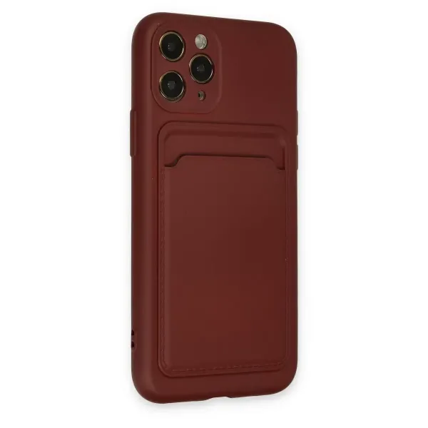 Apple İphone 11 Pro Kılıf Kelvin Kartvizitli Silikon - Bordo