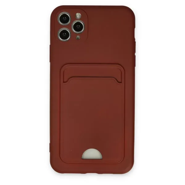 Apple İphone 11 Pro Max Kılıf Kelvin Kartvizitli Silikon - Bordo
