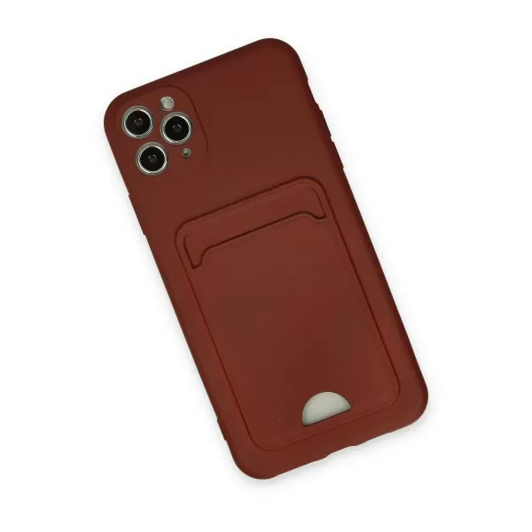 Apple İphone 11 Pro Max Kılıf Kelvin Kartvizitli Silikon - Bordo