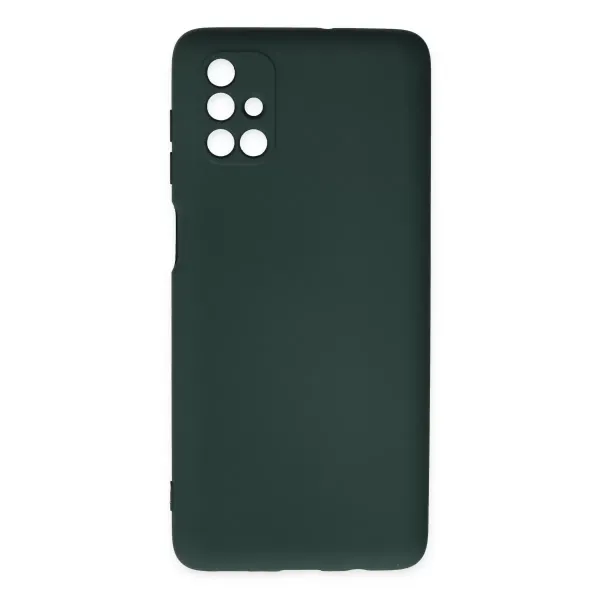 Samsung Galaxy M51 Kılıf Nano İçi Kadife Silikon - Koyu Yeşil