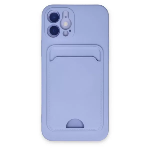 Apple İphone 12 Kılıf Kelvin Kartvizitli Silikon - Lila