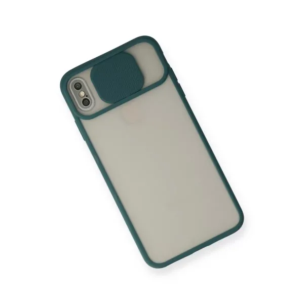 Apple İphone X Kılıf Palm Buzlu Kamera Sürgülü Silikon - Yeşil