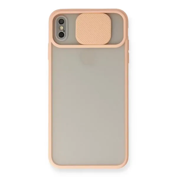 Apple İphone X Kılıf Palm Buzlu Kamera Sürgülü Silikon - Pembe