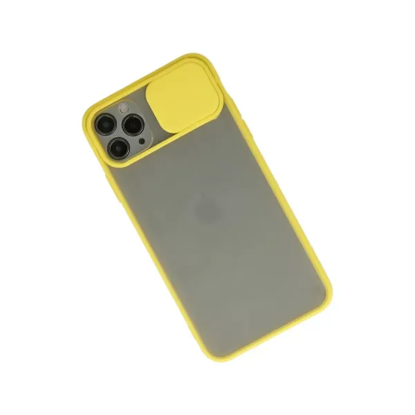 Apple İphone 11 Pro Kılıf Palm Buzlu Kamera Sürgülü Silikon - Sarı
