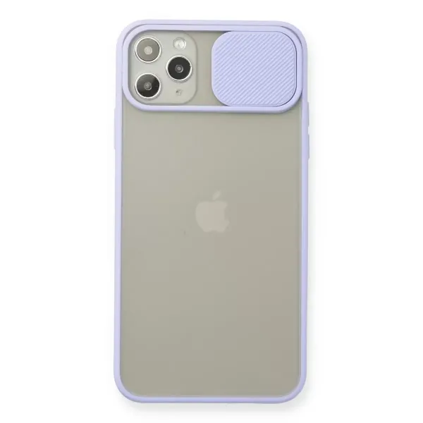 Apple İphone 11 Pro Max Kılıf Palm Buzlu Kamera Sürgülü Silikon - Lila