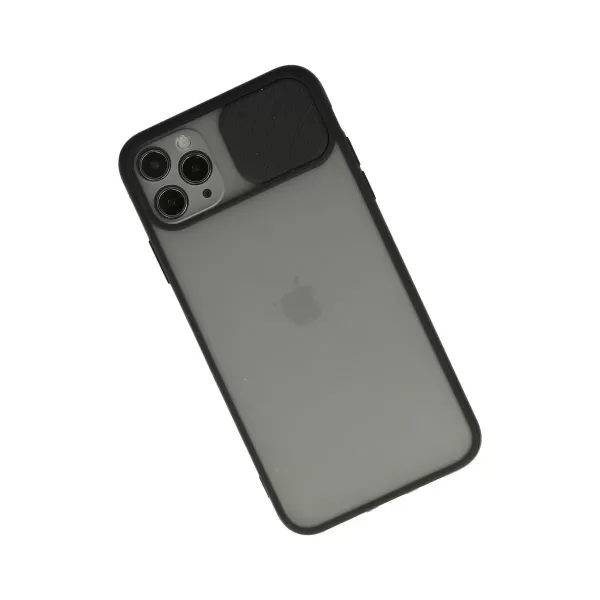 Apple İphone 11 Pro Max Kılıf Palm Buzlu Kamera Sürgülü Silikon - Siyah
