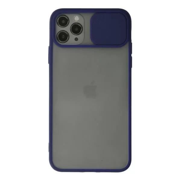 Apple İphone 11 Pro Max Kılıf Palm Buzlu Kamera Sürgülü Silikon - Lacivert