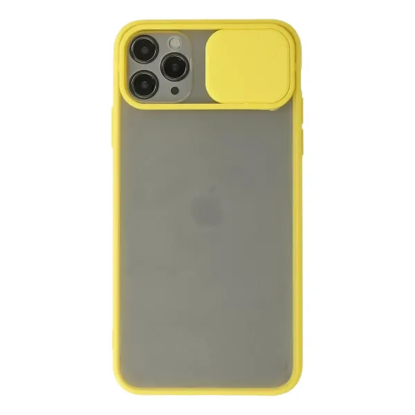 Apple İphone 11 Pro Max Kılıf Palm Buzlu Kamera Sürgülü Silikon - Sarı