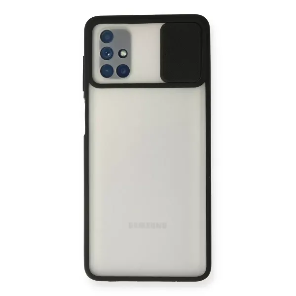 Samsung Galaxy M51 Kılıf Palm Buzlu Kamera Sürgülü Silikon - Siyah
