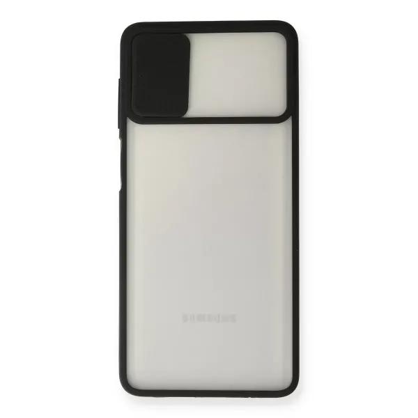 Samsung Galaxy M51 Kılıf Palm Buzlu Kamera Sürgülü Silikon - Siyah