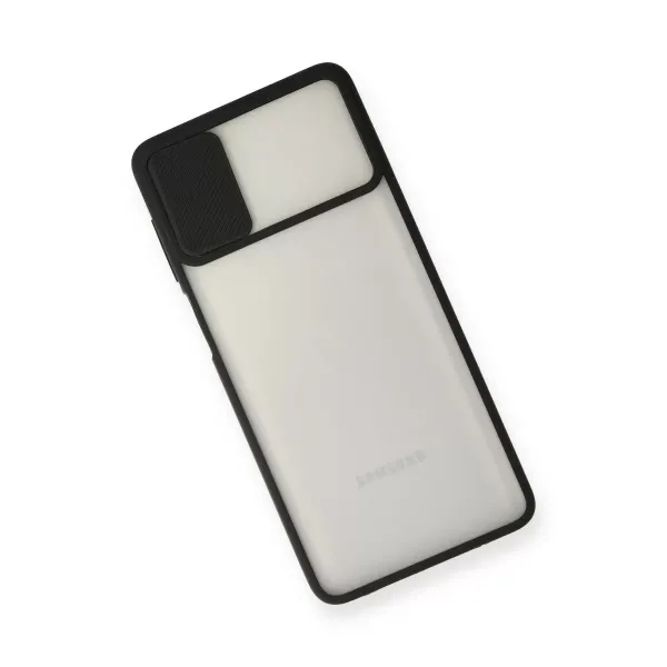 Samsung Galaxy M51 Kılıf Palm Buzlu Kamera Sürgülü Silikon - Siyah