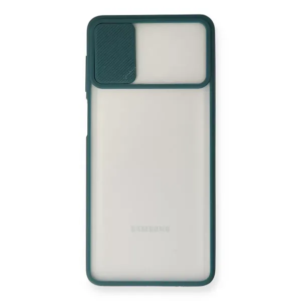 Samsung Galaxy M51 Kılıf Palm Buzlu Kamera Sürgülü Silikon - Yeşil