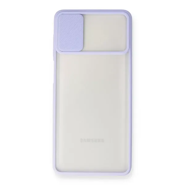 Samsung Galaxy M51 Kılıf Palm Buzlu Kamera Sürgülü Silikon - Lila