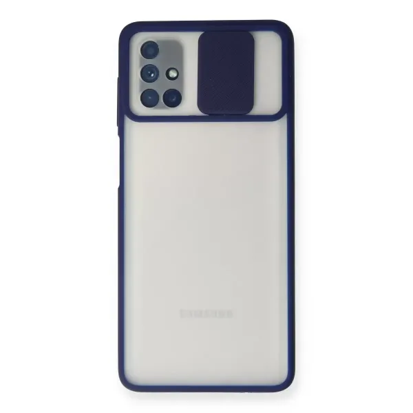Samsung Galaxy M51 Kılıf Palm Buzlu Kamera Sürgülü Silikon - Lacivert